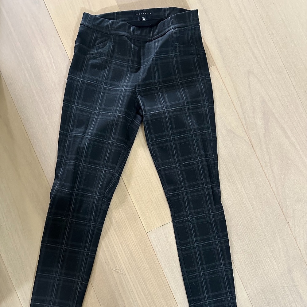 plaid wool straight leggings